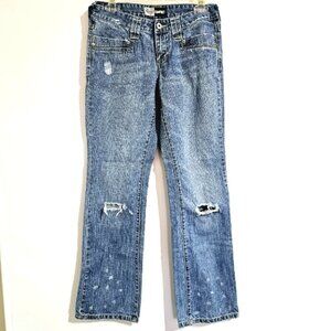 Guess Women's Size Small 28 Comfort Blue Destressed Low Riser Demin Jeans